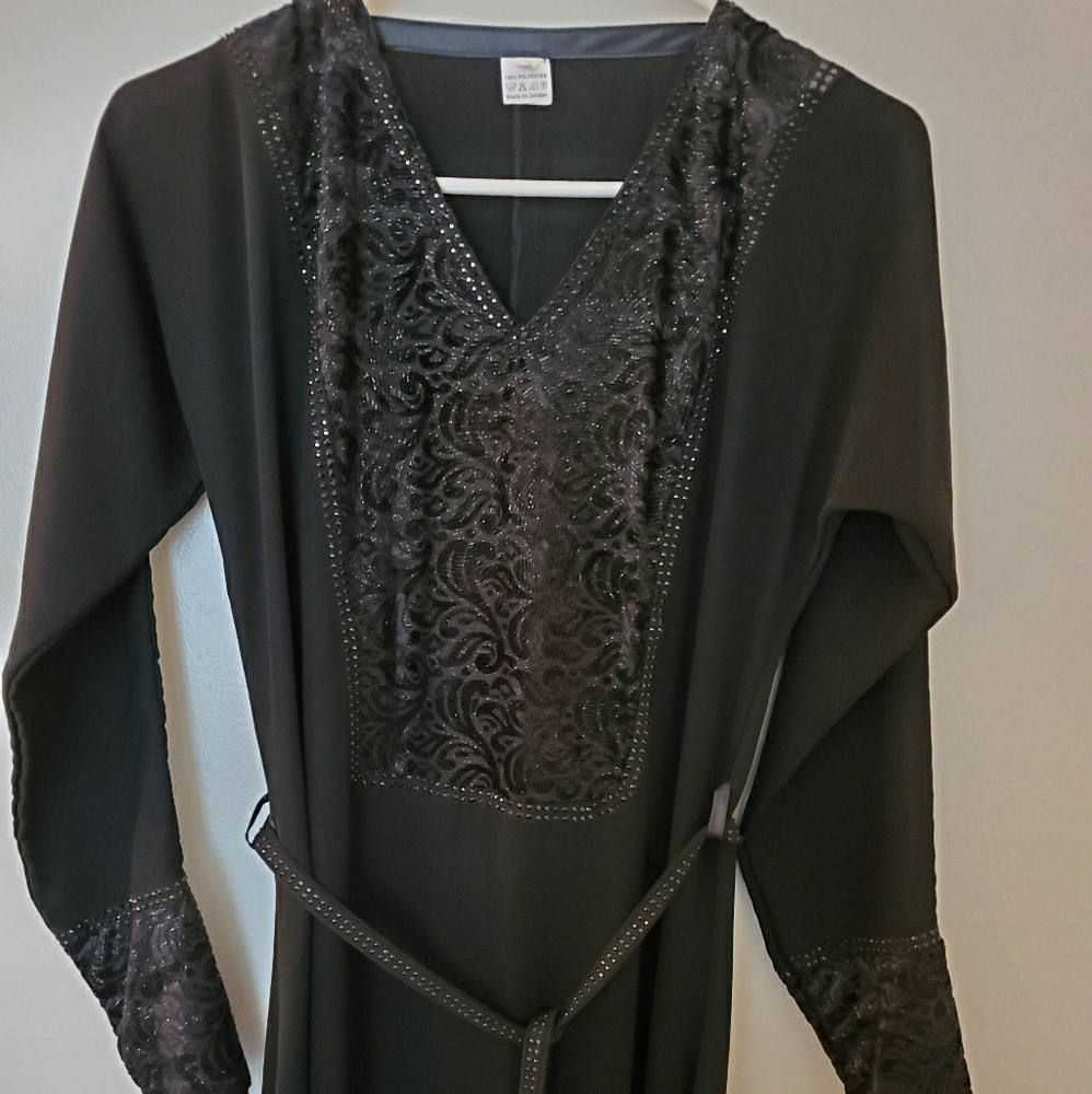 Black Fancy Abaya Dress Small